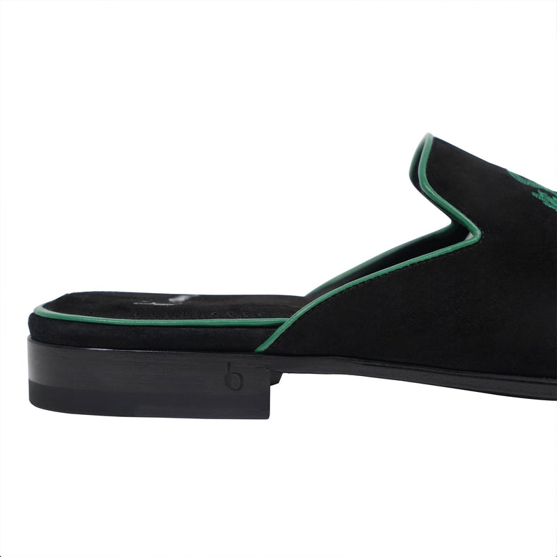 Black and Teal Slip On Suede Loafer