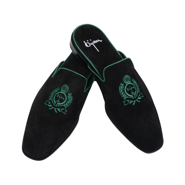 Black and Teal Slip On Suede Loafer