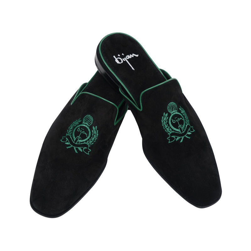 Black and Teal Slip On Suede Loafer