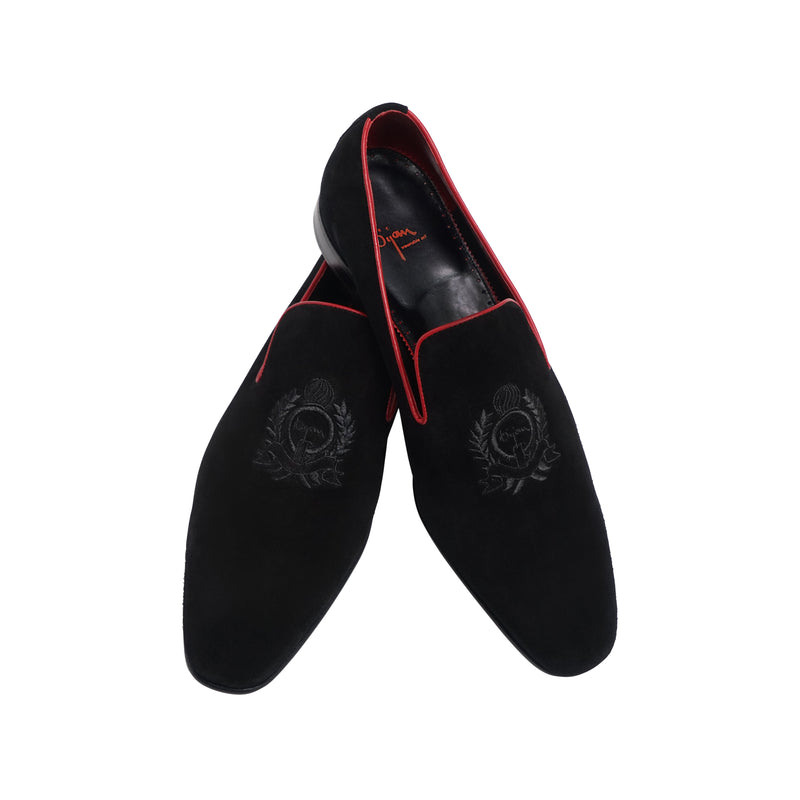 Black and Red Suede Loafer