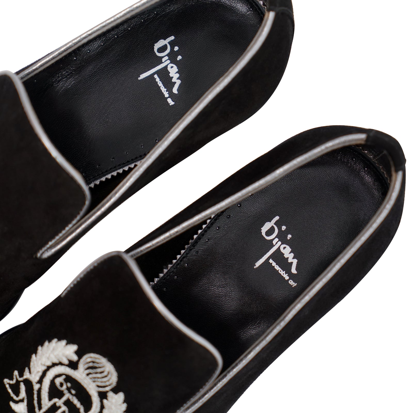 Black and Silver Suede Loafer – House of Bijan
