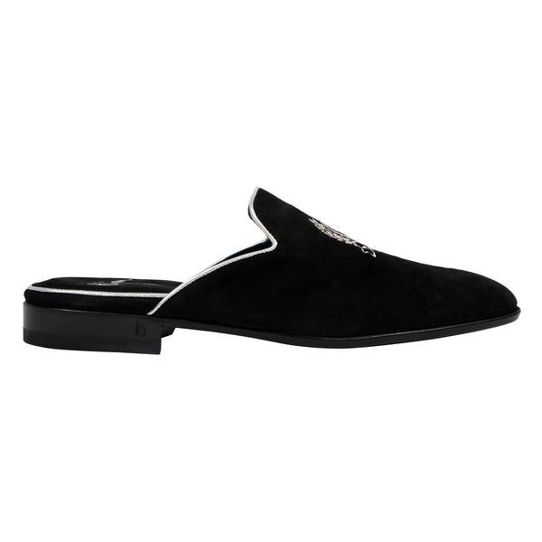 Black and Silver Slip On Suede Loafer