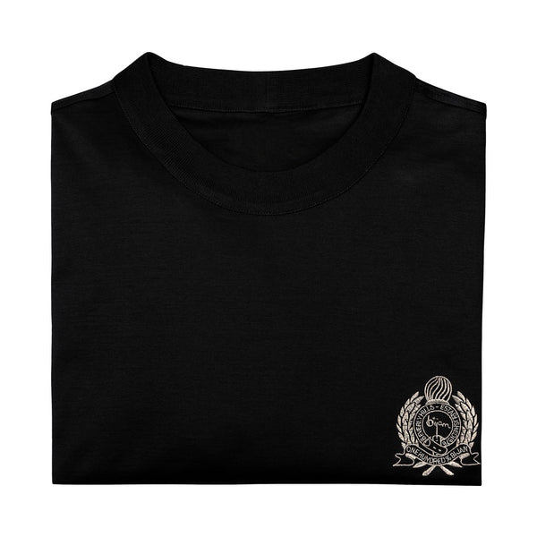 Black with Silver Crest Short Sleeve T-Shirt
