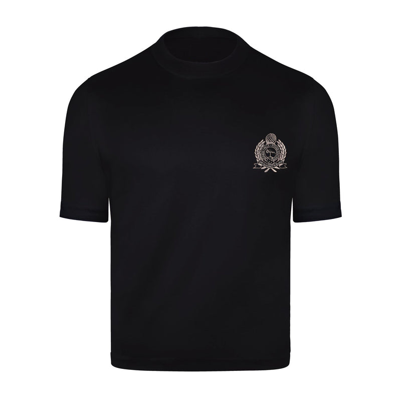 Black with Silver Crest Short Sleeve T-Shirt