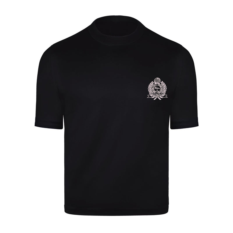 Black with White Crest Short Sleeve T-Shirt