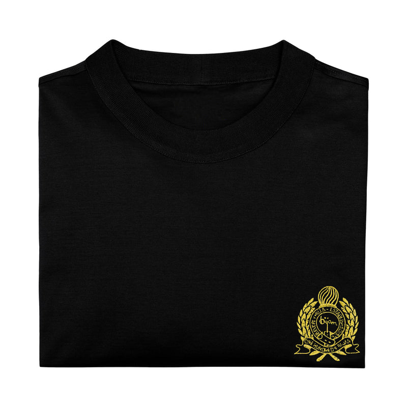 Black with Yellow Crest Short Sleeve T-Shirt
