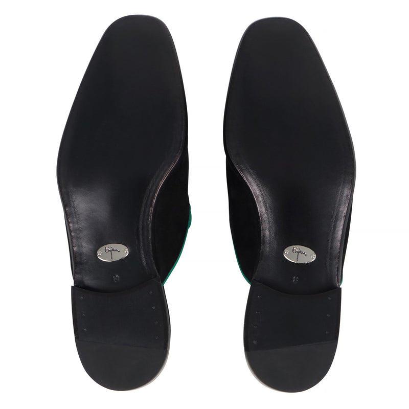Black and Teal Slip On Suede Loafer