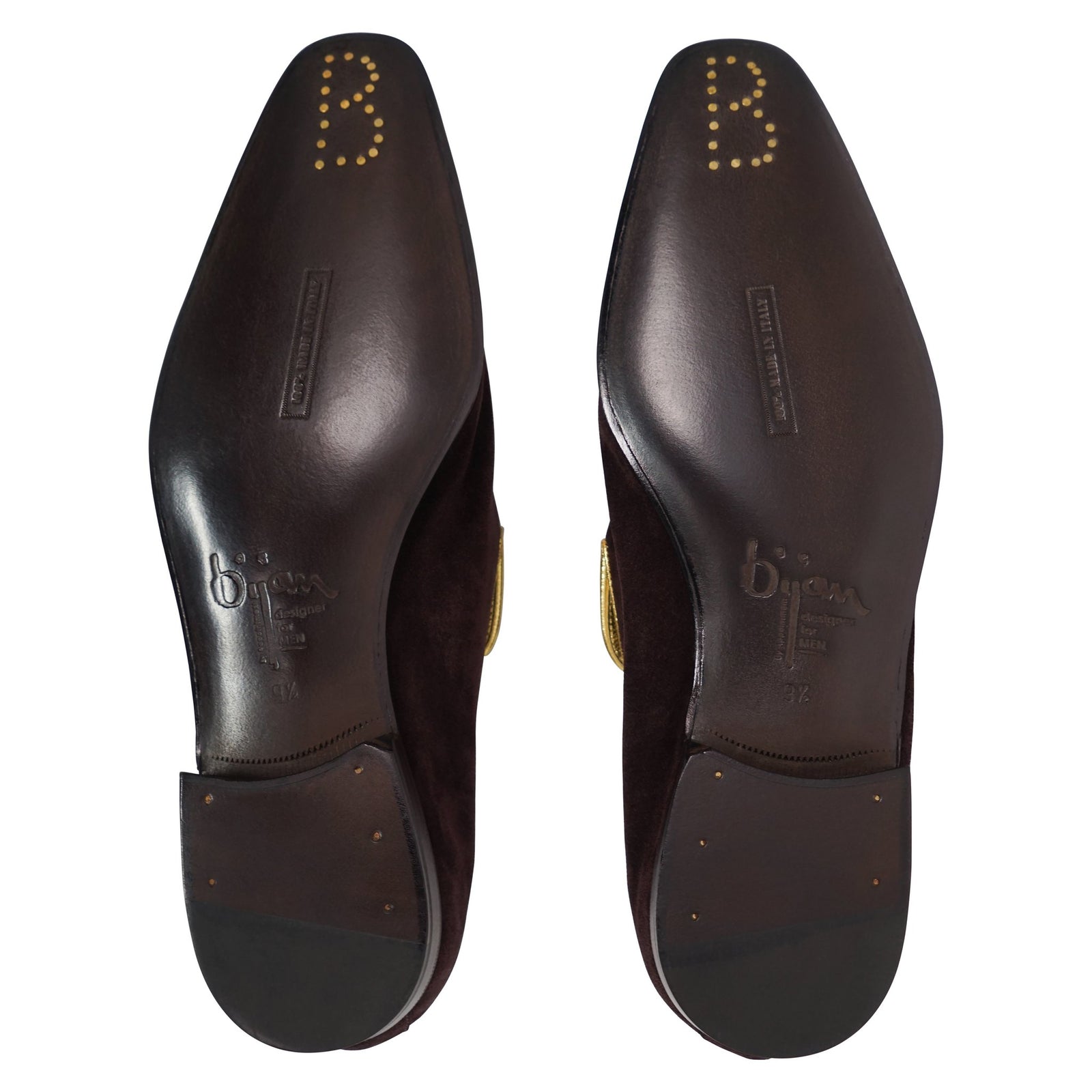 Burgundy and Gold Suede Loafer – House of Bijan display picture 1