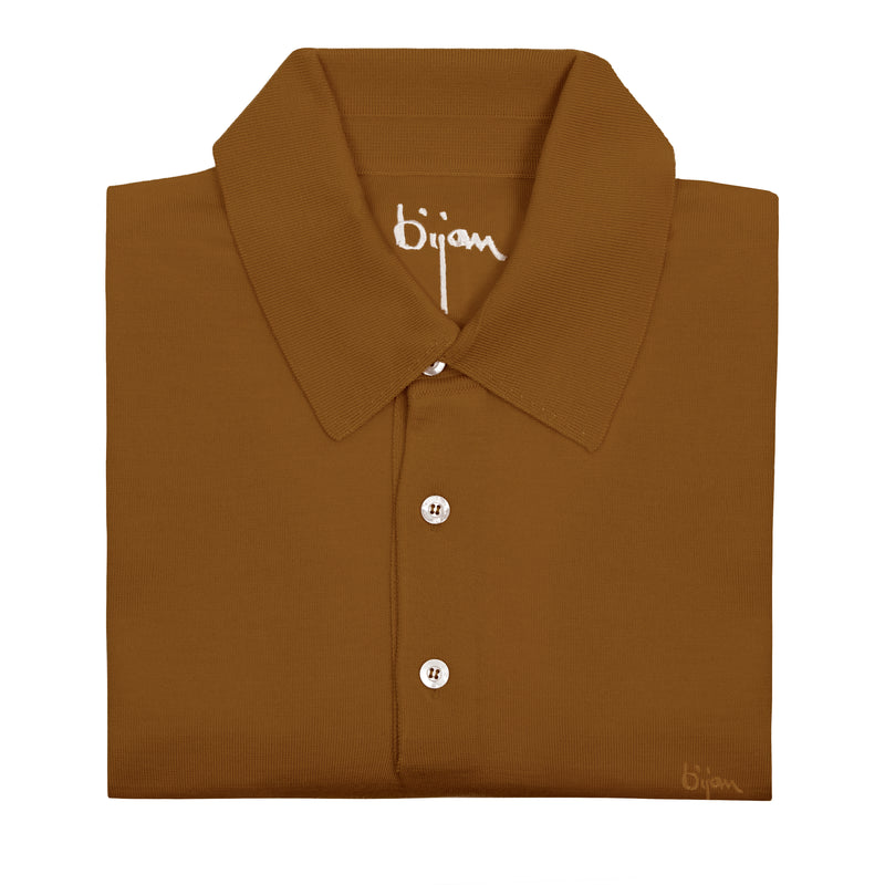 Caramel Short Sleeve Pure Silk Polo Shirt