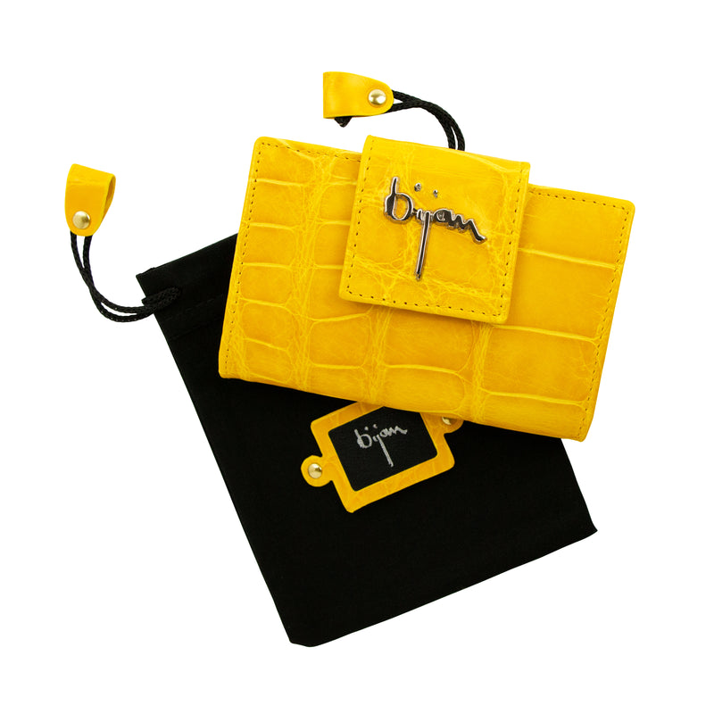 Bijan Yellow Alligator Wallet