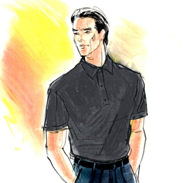 Dark Gray Short Sleeve Pure Silk Polo Shirt