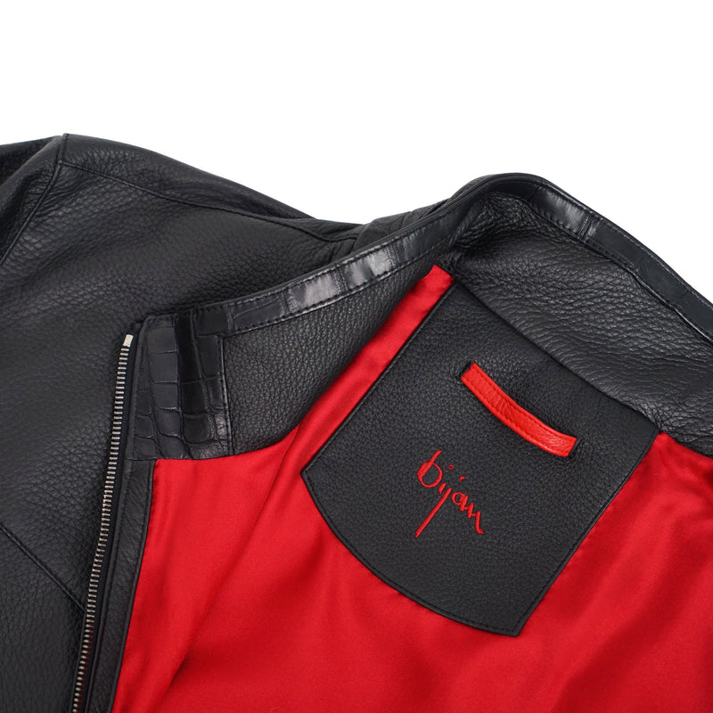 Black Deer Skin and Alligator Leather Pilot Jacket