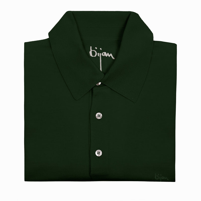 Forest Green Short Sleeve Pure Silk Polo Shirt