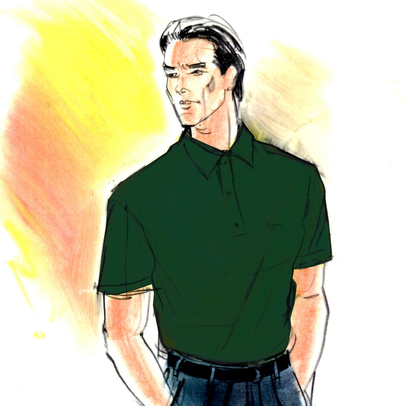 Forest Green Short Sleeve Pure Silk Polo Shirt