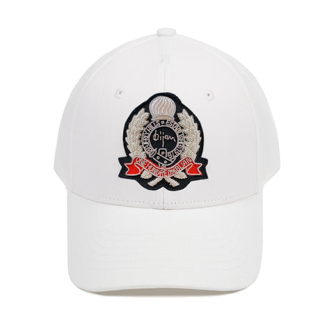 White with Silver Crest Cap – House of Bijan