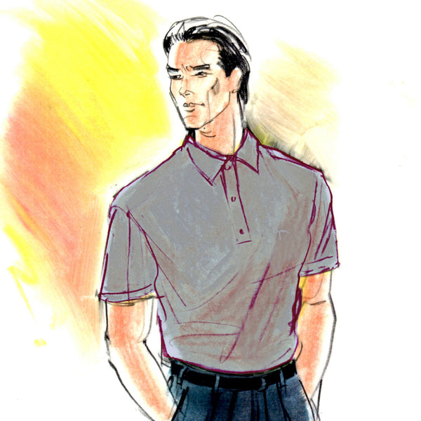 Gray Short Sleeve Pure Silk Polo Shirt