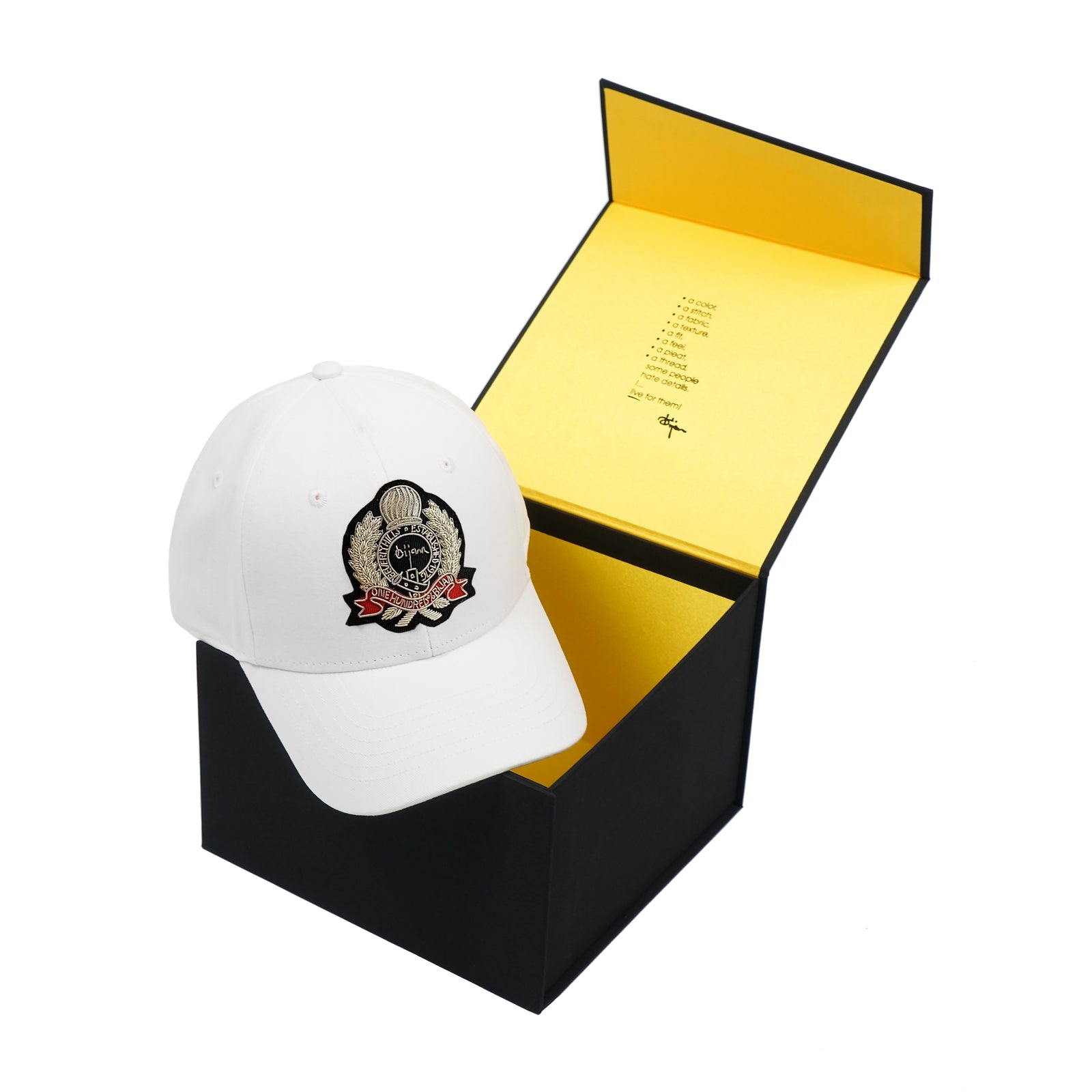 White with Silver Crest Cap – House of Bijan