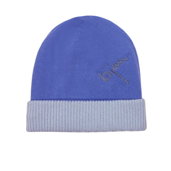 Bijan Ocean and Sky Blue Cashmere Reversible Beanie