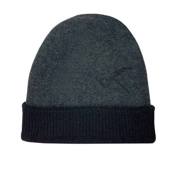 Bijan Onyx and Charcoal Grey Cashmere Reversible Beanie