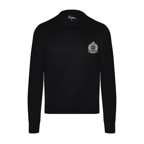 【BAON】Koitan dot collar long sleeve tee Black with Metallic Crest Long Sleeve T-Shirt – House of Bijan