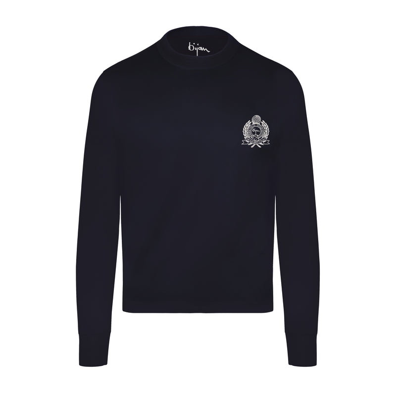 Navy with Silver Crest Long Sleeve T-Shirt