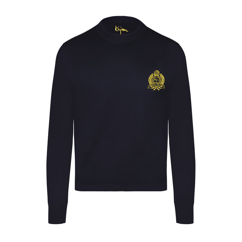 Navy with Yellow Crest Long Sleeve T-Shirt