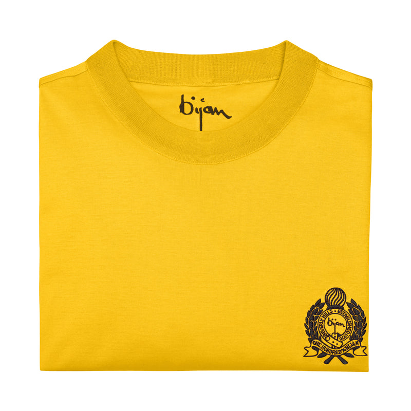 Bijan Yellow with Navy Crest Long Sleeve T-Shirt