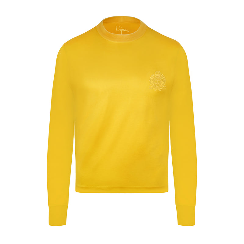 Bijan Yellow with Yellow Crest Long Sleeve T Shirt