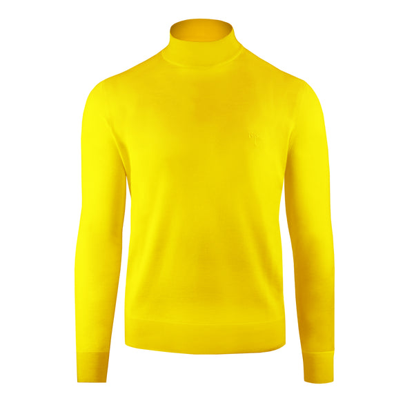 Yellow Cashmere and Silk Mock Neck Sweater