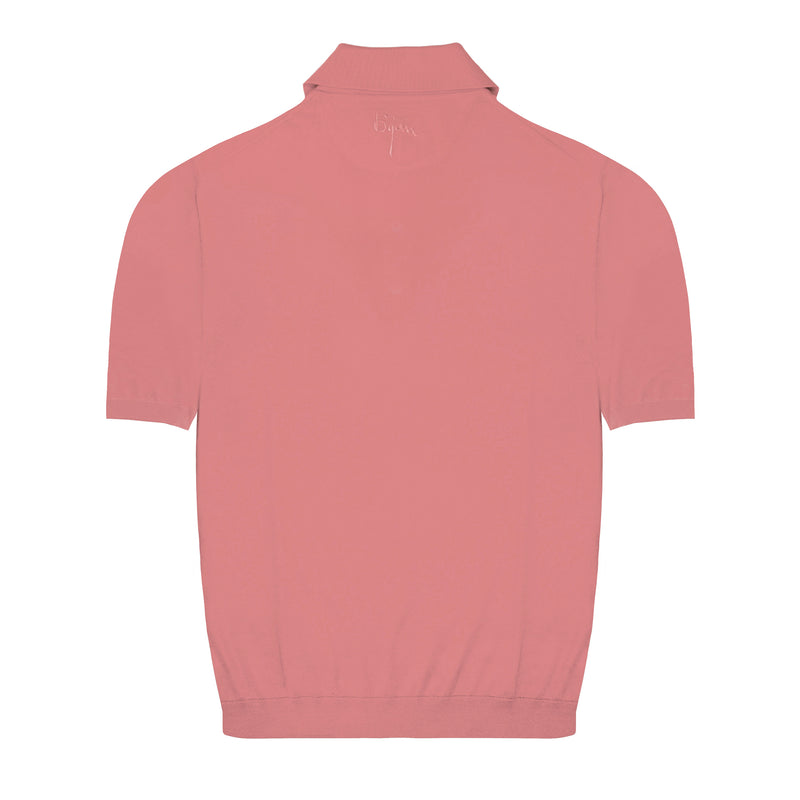 Pink Short Sleeve Pure Silk Polo Shirt