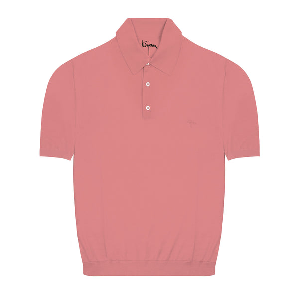 Pink Short Sleeve Pure Silk Polo Shirt