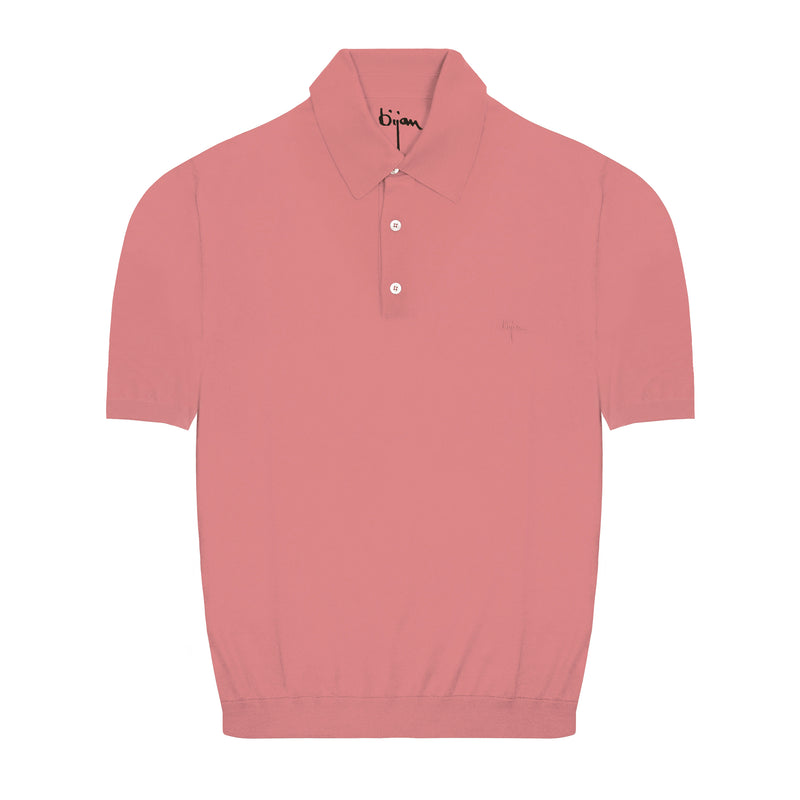 Pink Short Sleeve Pure Silk Polo Shirt