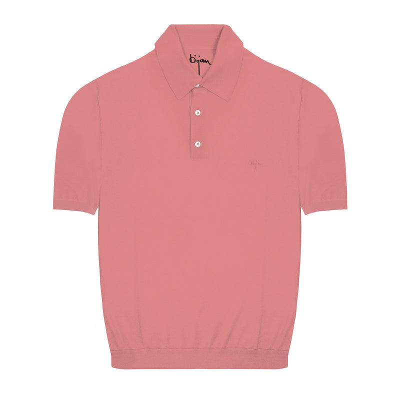 Pink Short Sleeve Pure Silk Polo Shirt