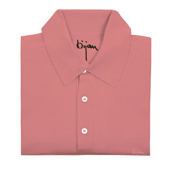 Pink Short Sleeve Pure Silk Polo Shirt