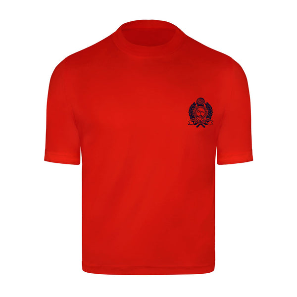 Red with Navy Crest Short Sleeve T-Shirt