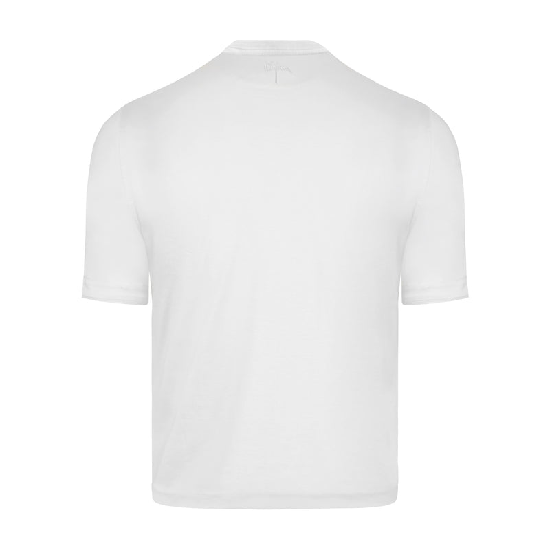 White Round Neck Short Sleeve T-Shirt with 3 Buttons