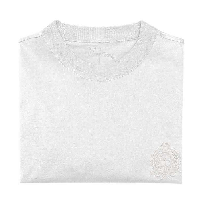 White with White Crest Short Sleeve T-Shirt