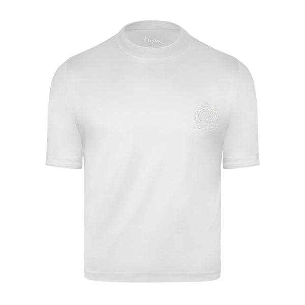 White with White Crest Short Sleeve T-Shirt