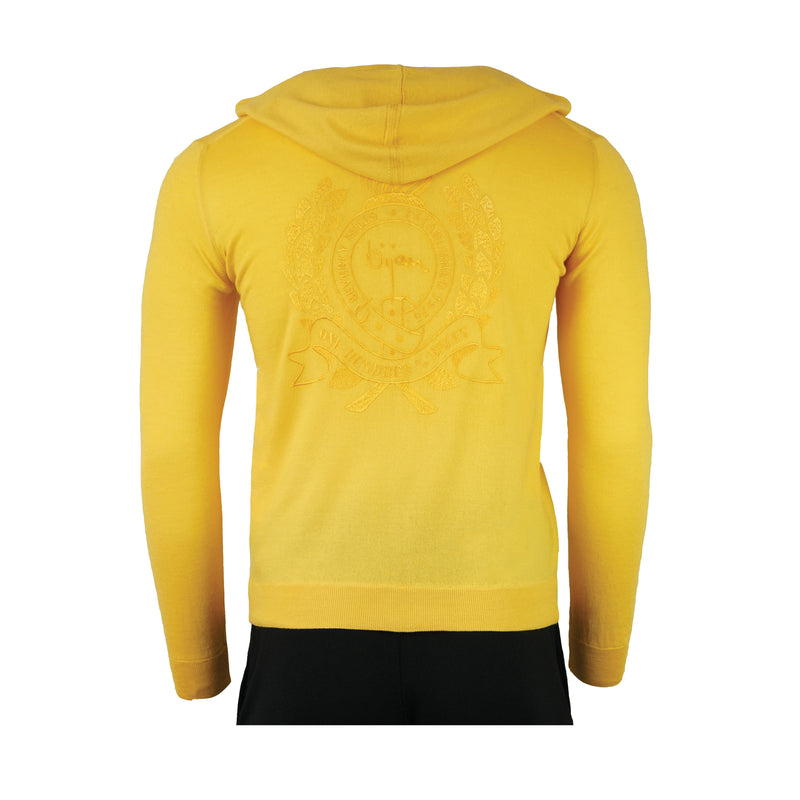 Silk and Cashmere Yellow Cardigan with Hoodie