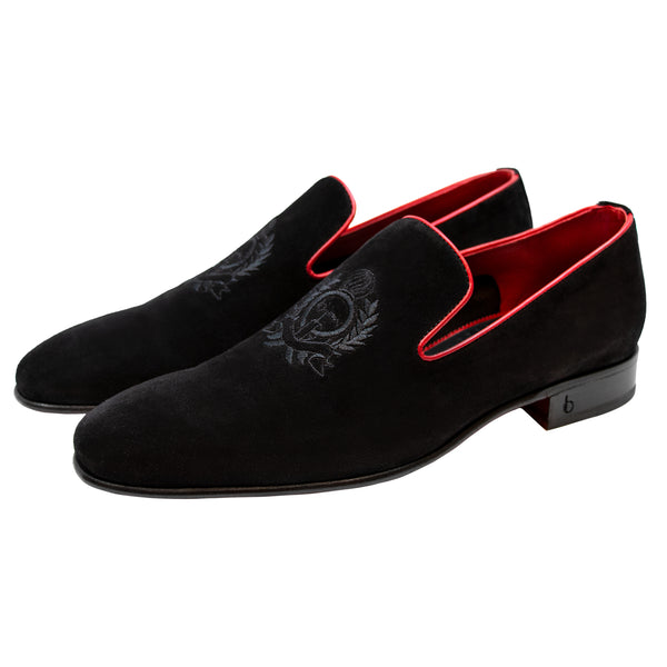 Mens Velvet Red Bottom Slip On Shoes - Black / Velvet / 11