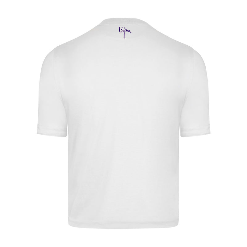 White with Navy Crest Short Sleeve T-Shirt