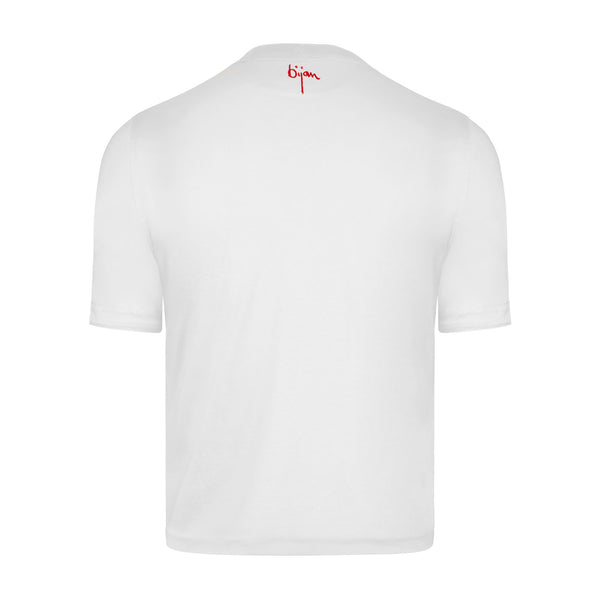 White with Red Crest Short Sleeve T-Shirt