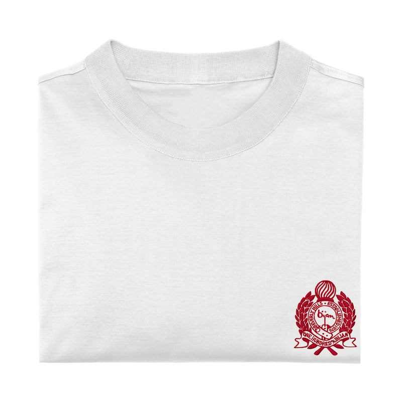 White with Red Crest Short Sleeve T-Shirt