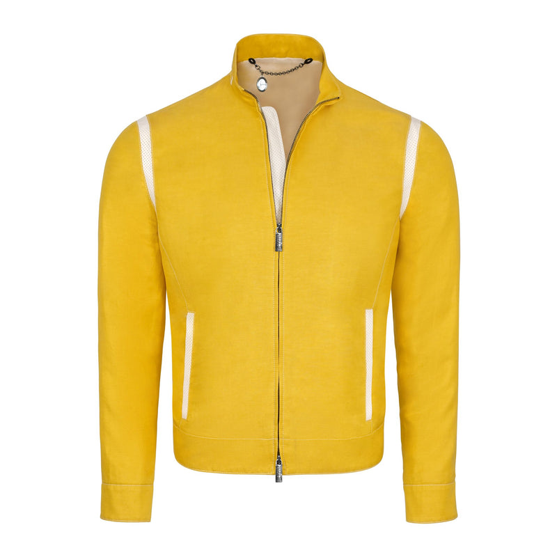 Lightweight Yellow Silk and Linen Blouson Jacket