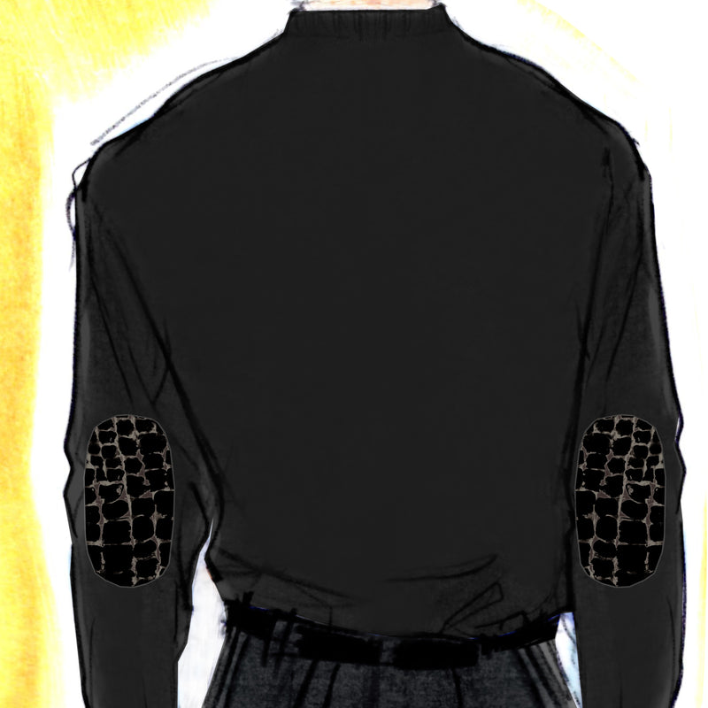 Cashmere and Silk Black Sweater with Alligator Detail