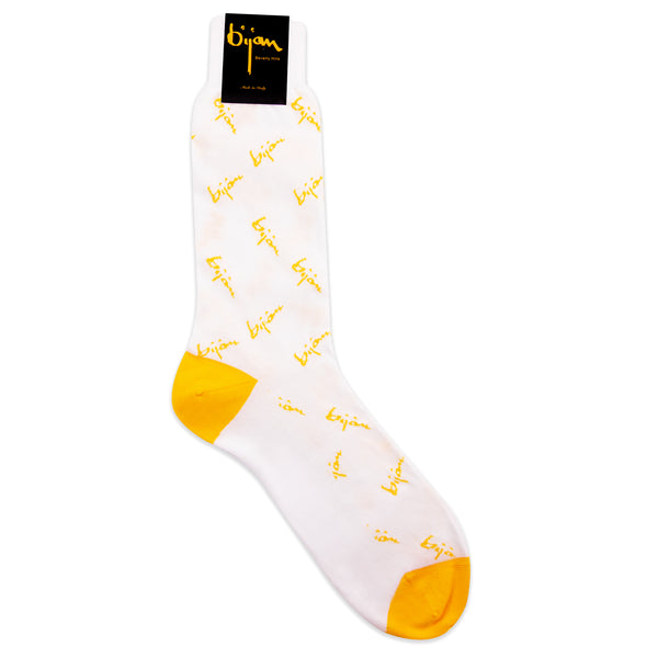 White and Bijan Yellow Sneaker Socks